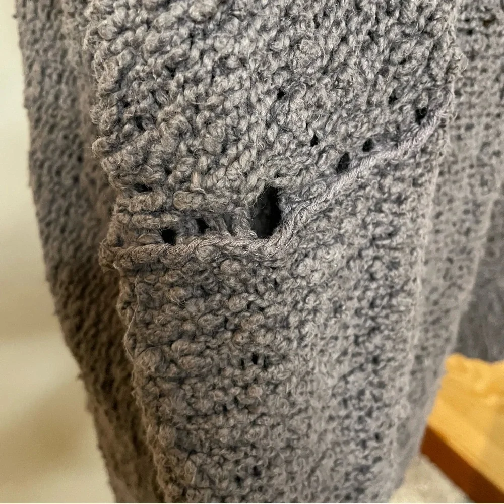 Free People Reverse Hem Open Knit V-Neck Sweater
